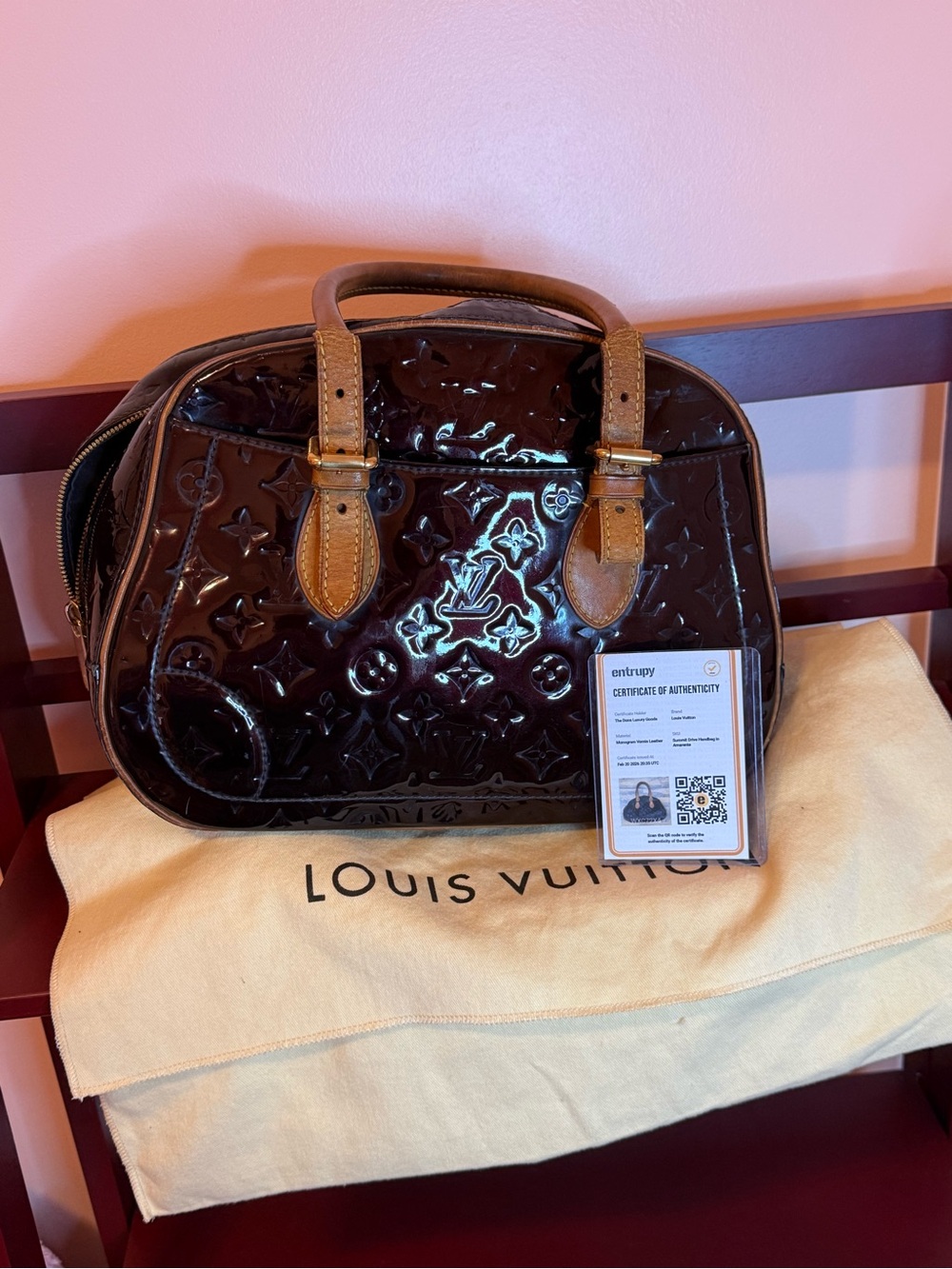 Louis Vuitton Vernis Alma BB Patent Leather Satchel - Deep Brown